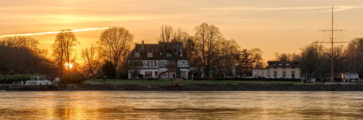 Goldener Sonnenuntergang am Rhein bei Speyer